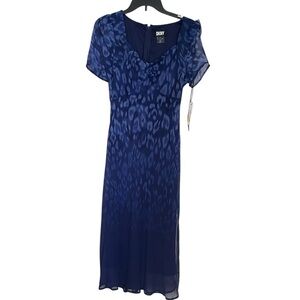 DKNY Navy Animal Print Maxi Dress sz 2
